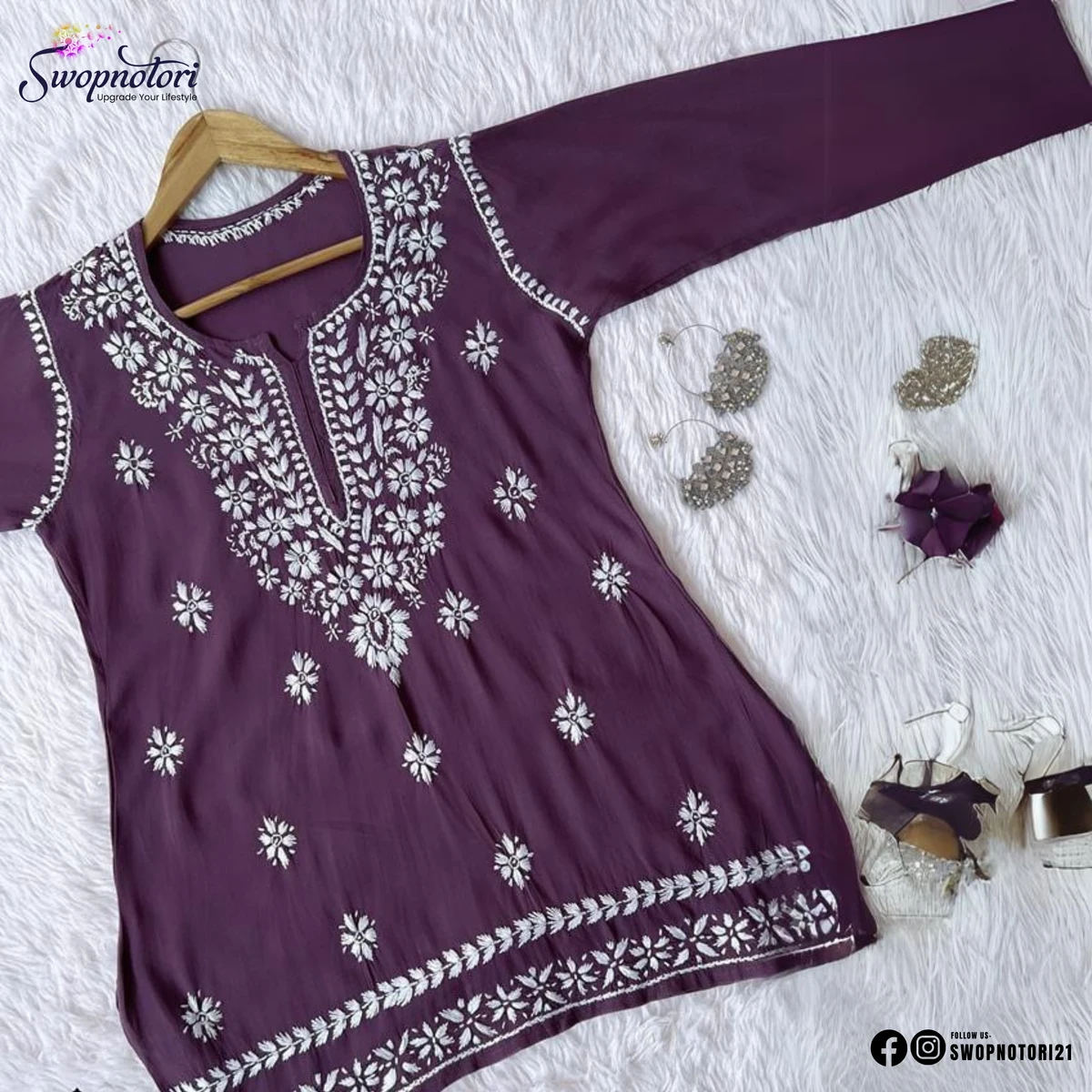 EMBROIDERED WORK SHORT KURTI | ONION