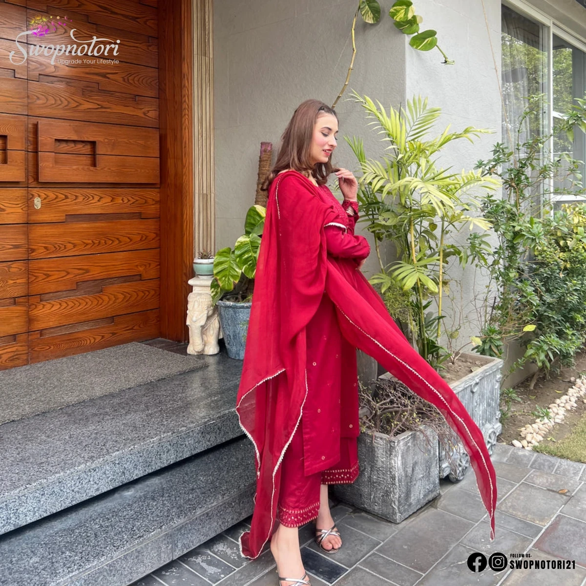 Maroon Aurora Sitara Work 3PCS SET